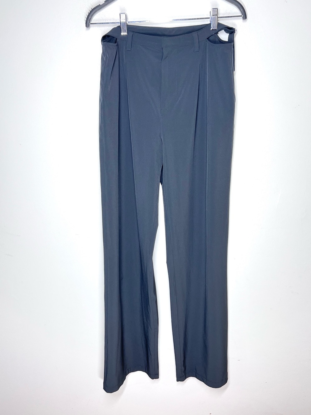 Alo Yoga Mid-Rise Showdown Trouser Wide Leg Pleated Pants Black Sz S - Picture 4 of 8